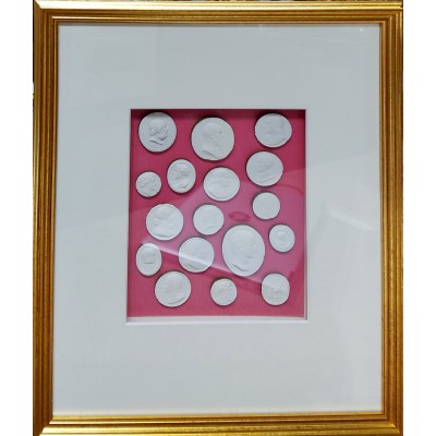Custom Framed Intaglios with Pink Background